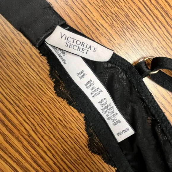 Victoria’s Secret Dream Angels Padded Lined No Wire Black Lace Bra 36B - Picture 8 of 8